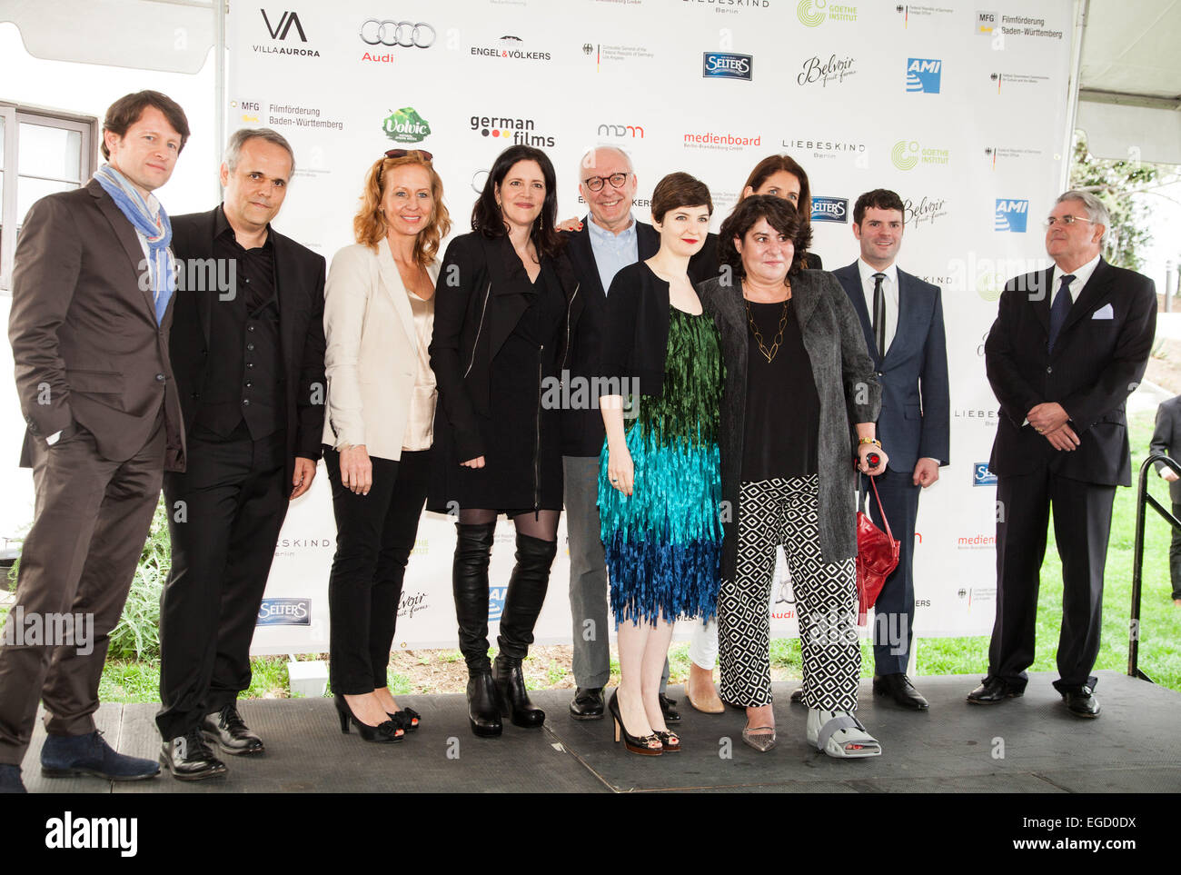 Crew of Citizenfour at the German Films and the Consulate General of the Federal Republic Of Germany's German Oscar nominees reception held at Villa Aurora in Pacific Palisades on February 21, 2015. Credit: Flaminia Fanale/Lumeimages.com Stock Photo