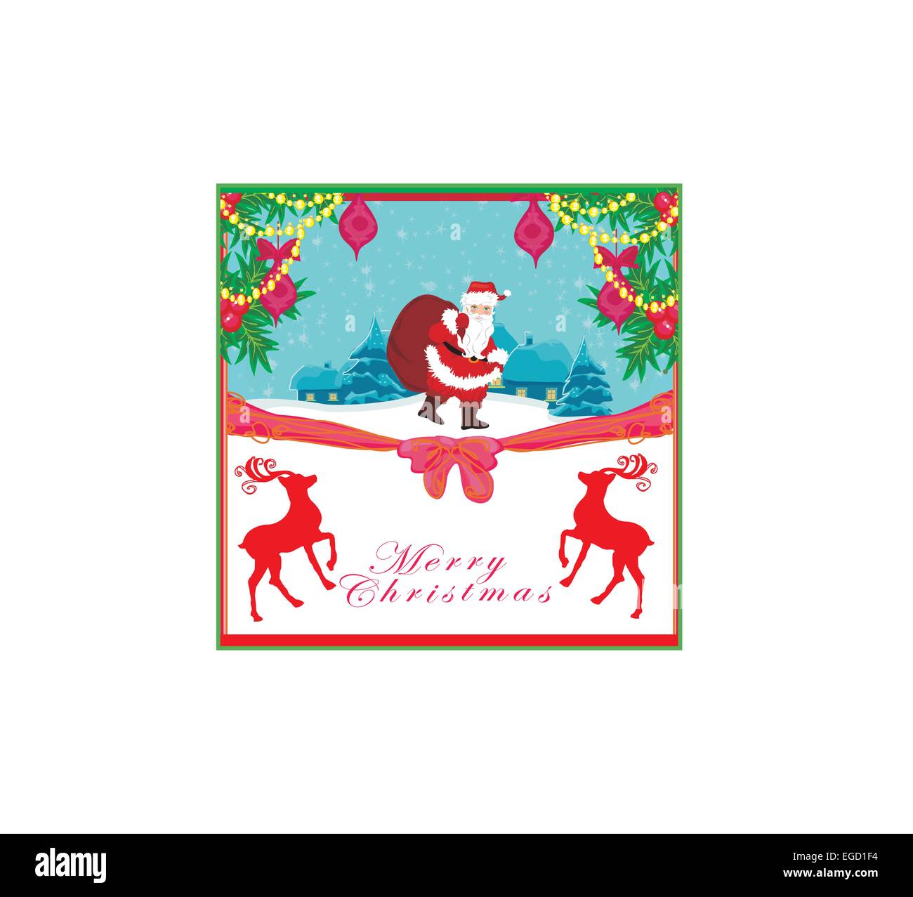 vector christmas holiday background with santa claus and reindeer Stock ...