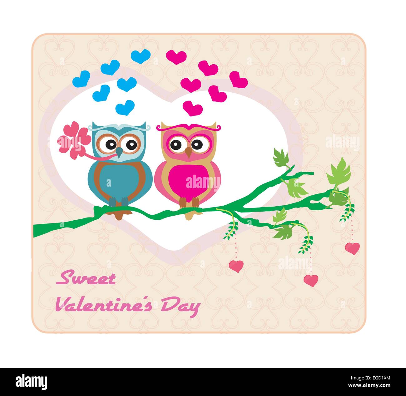 Owls love sweet card design romantic hi-res stock photography and ...