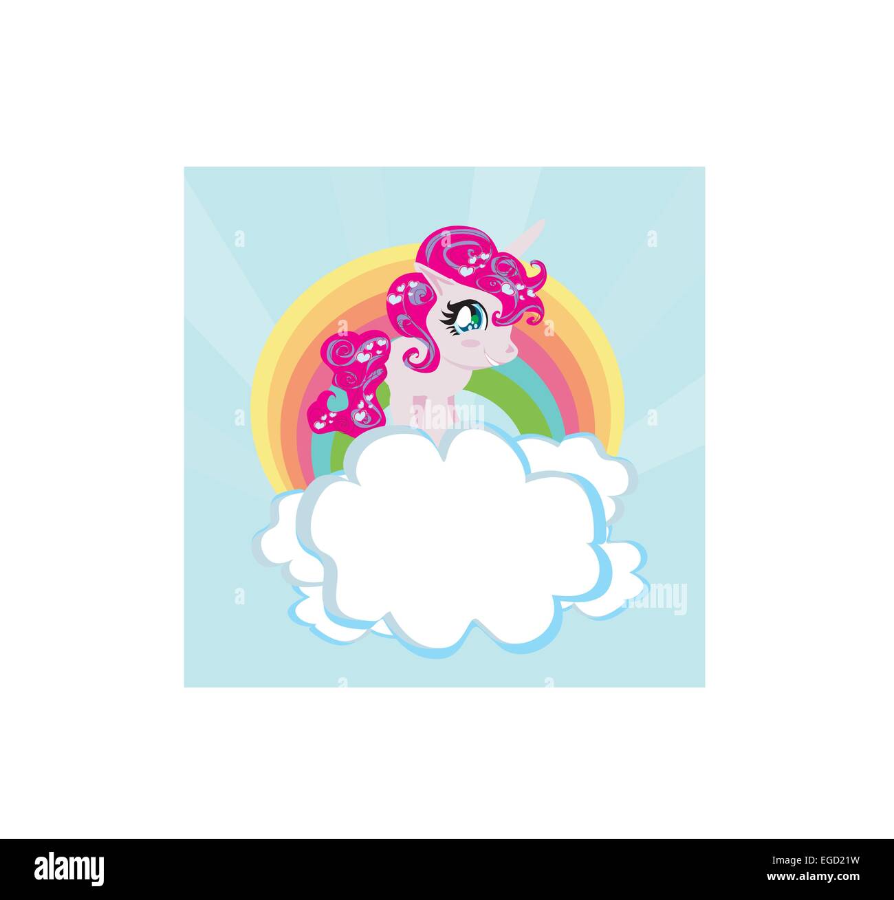 Card with a cute unicorn rainbow in the clouds Stock Vector Image & Art ...