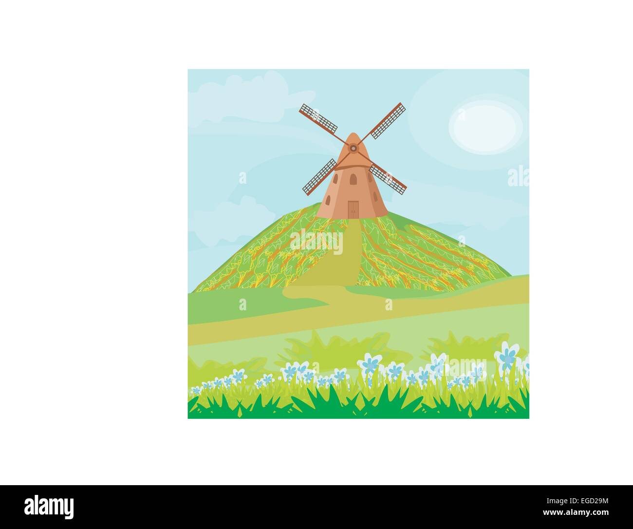 Landscape with windmill Stock Vector Image & Art - Alamy