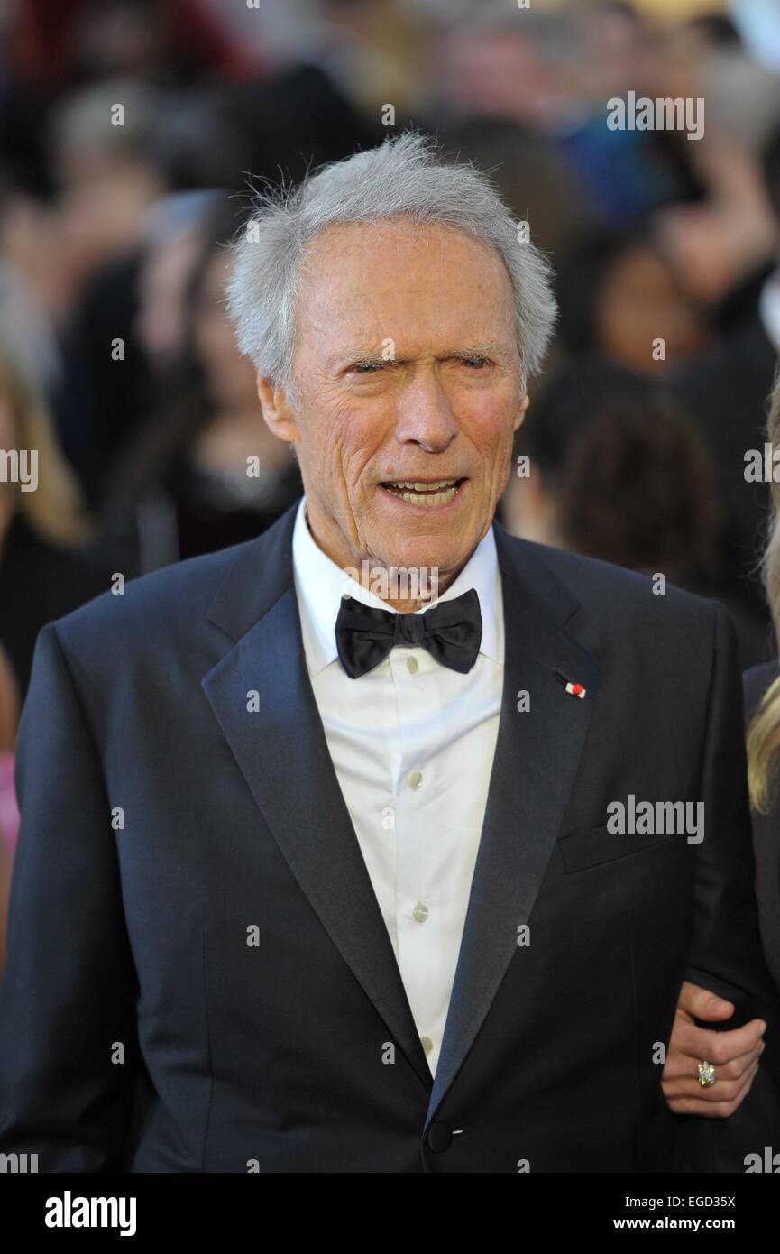 Director and actor Clint Eastwood attends the 87th Academy Awards, Oscars, at Dolby Theatre in Los Angeles, USA, on 22 February 2015. Photo: Hubert Boesl - NO WIRE SERVICE - © dpa picture alliance/Alamy Live News Credit:  dpa picture alliance/Alamy Live News Stock Photo