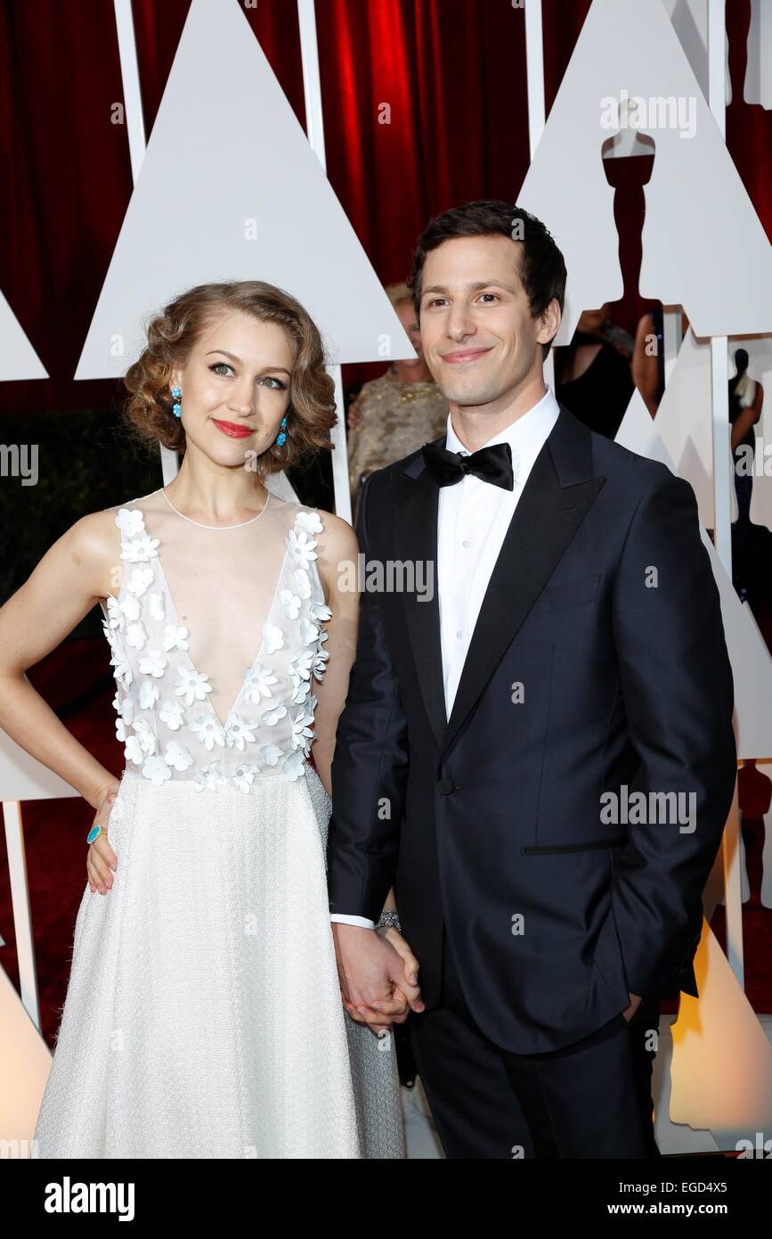 Singer Joanna Newsom and her husband, actor Andy Samberg, attends the 87th Academy Awards, Oscars, at Dolby Theatre in Los Angeles, USA, on 22 February 2015. Photo: Hubert Boesl/dpa - NO WIRE SERVICE - © dpa picture alliance/Alamy Live News Credit:  dpa picture alliance/Alamy Live News Stock Photo