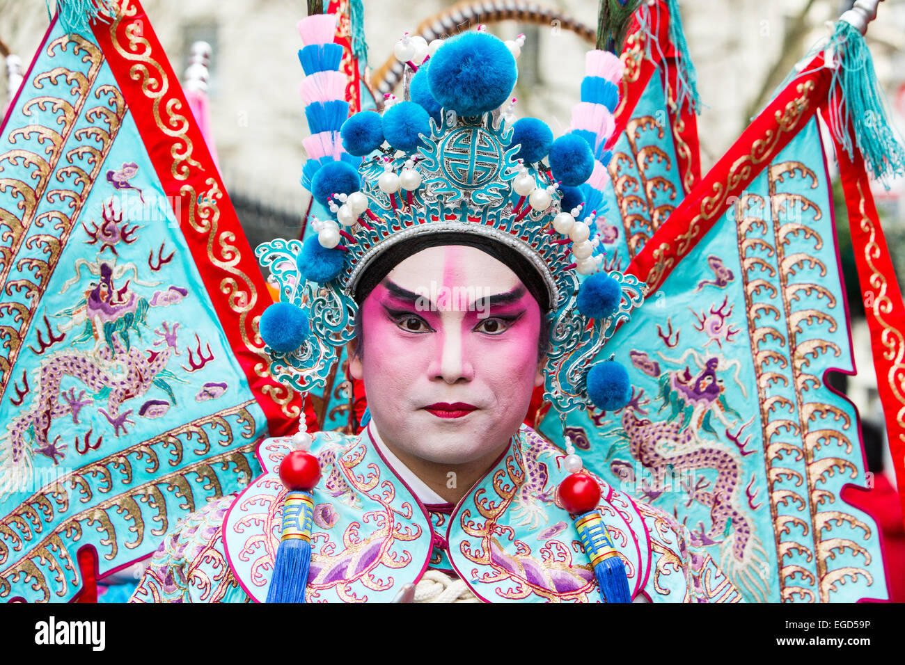 Celebrations for Chinese New Year in London to mark the Year of the Goat or Sheep 2015 Stock Photo