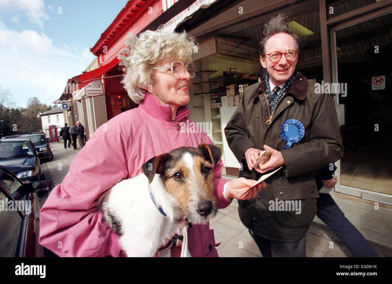 Sir Malcolm Rifkind in his former Pentland Edinburgh constituency Stock Photo