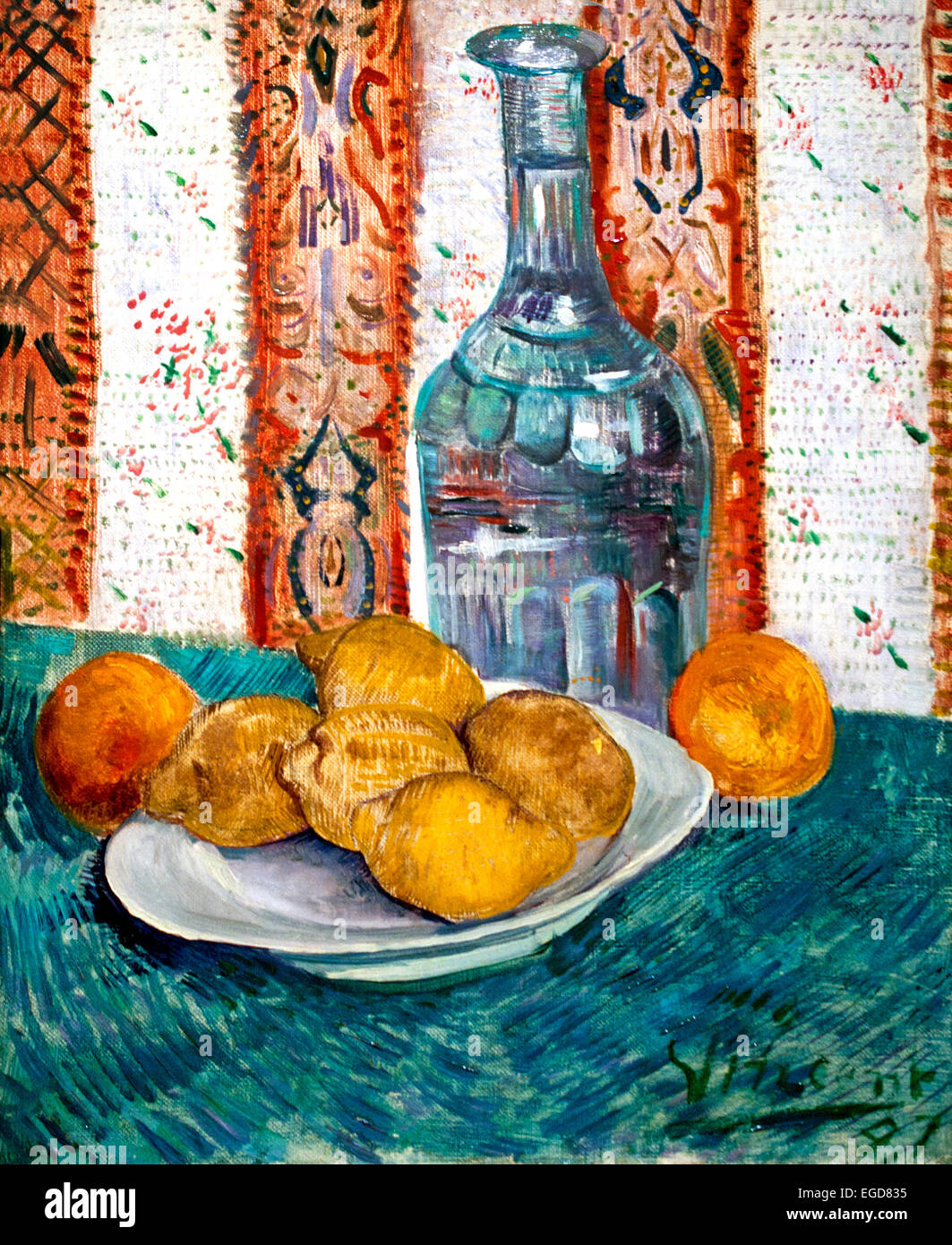Still Life with Decanter and Lemons on a Plate 1887 Vincent van Gogh 1853 - 1890  Dutch Netherlands Post Impressionism Stock Photo