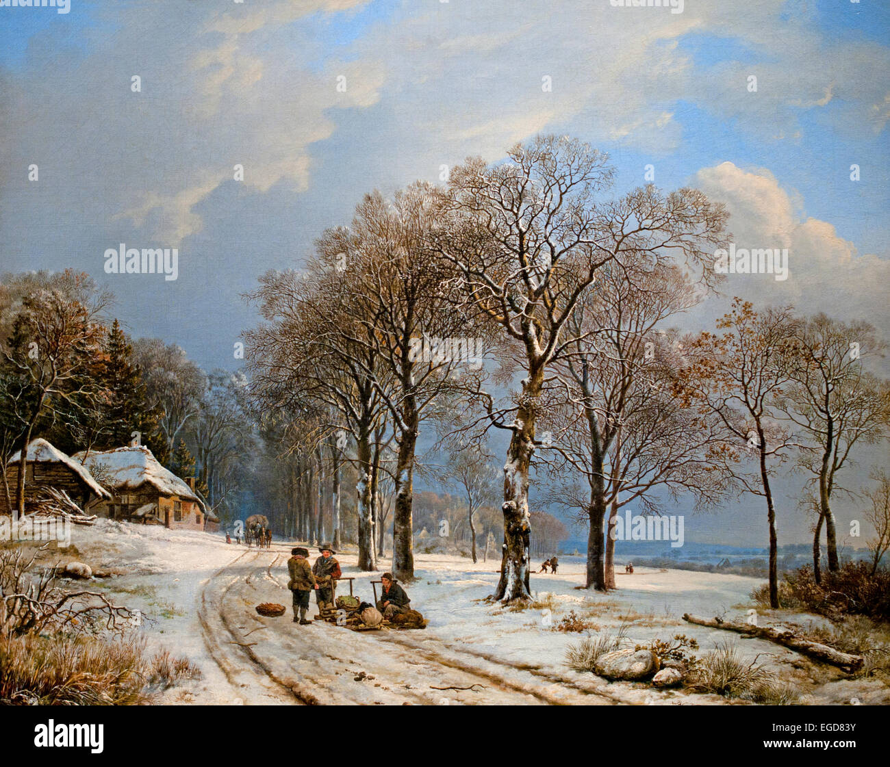 Barend Cornelis Koekoek 1838 Winter landscape 1665 Dutch Painter Holland Netherlands Stock Photo