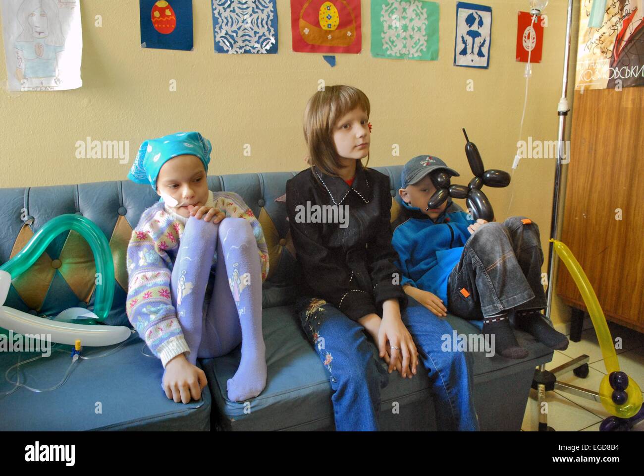 20 years from the nuclear incident of Chernobyl, pediatric oncologic hospital of Kiev, sick children victims of the radiations Stock Photo
