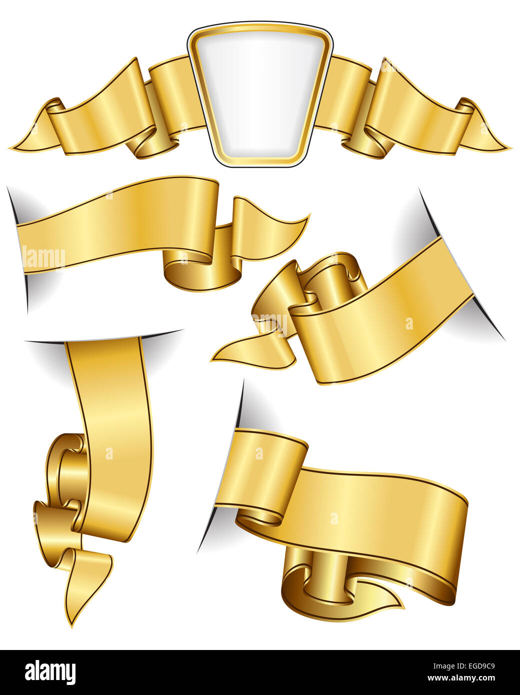 Gold ribbon collection Stock Photo - Alamy