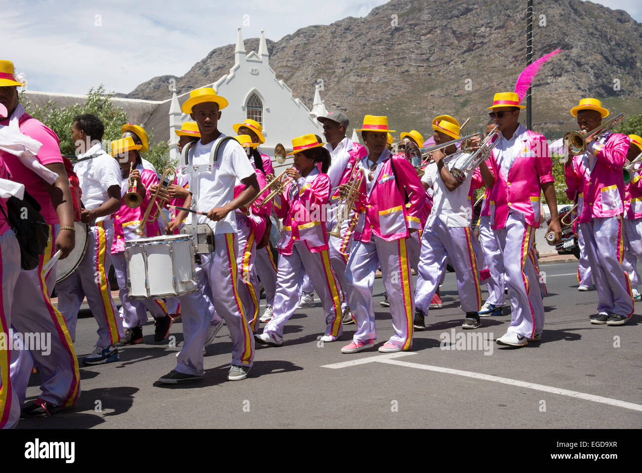 Colourful marching band in Franschhoek Western Cape South Africa Stock Photo