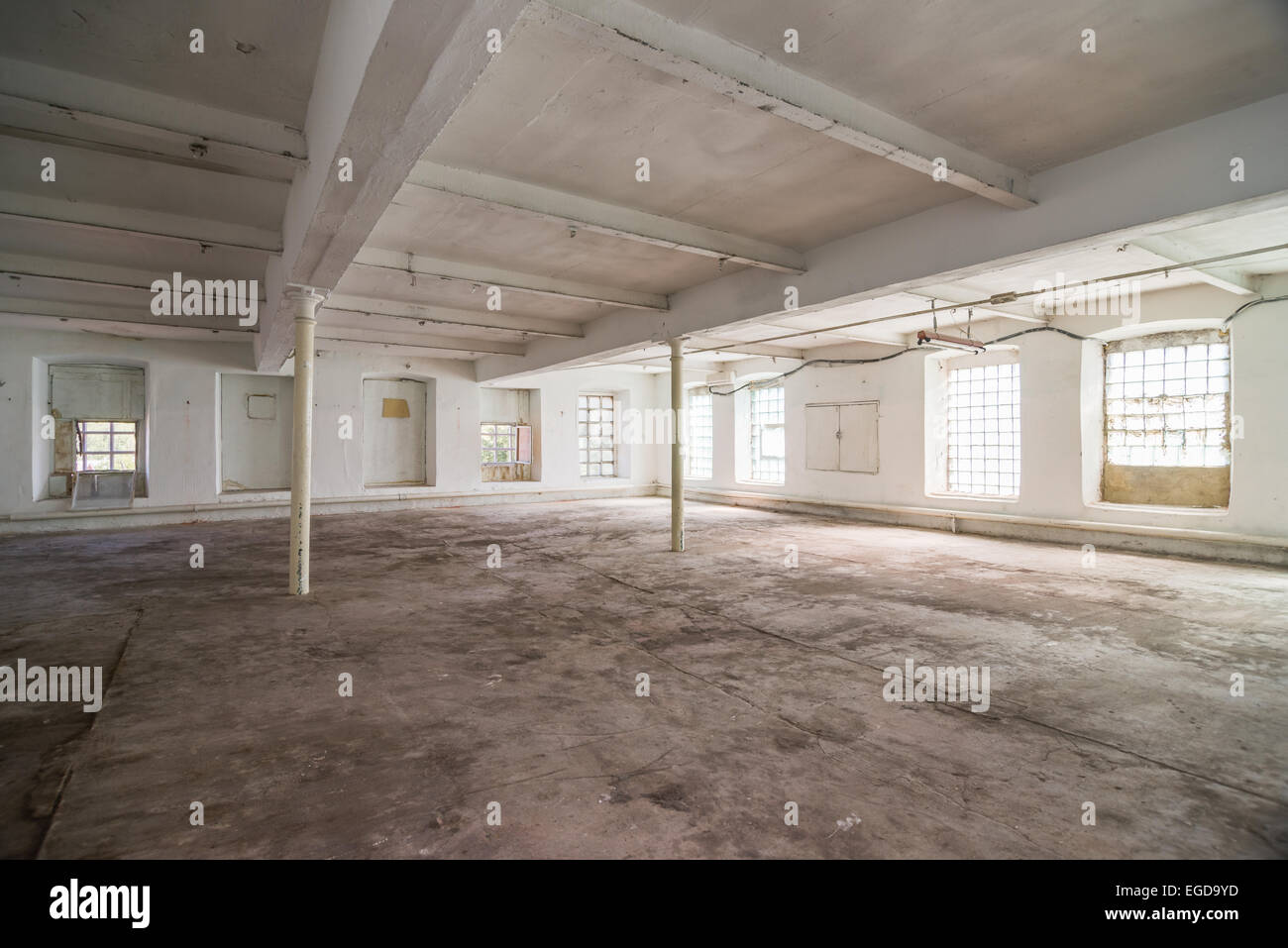 Empty warehouse office or commercial area, industrial background Stock Photo