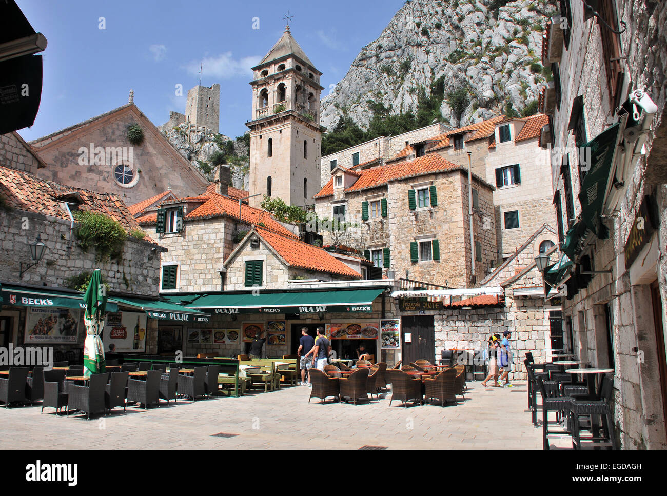 Old town of Omis, Dalmatia, Adriatic Coast, Croatia Stock Photo