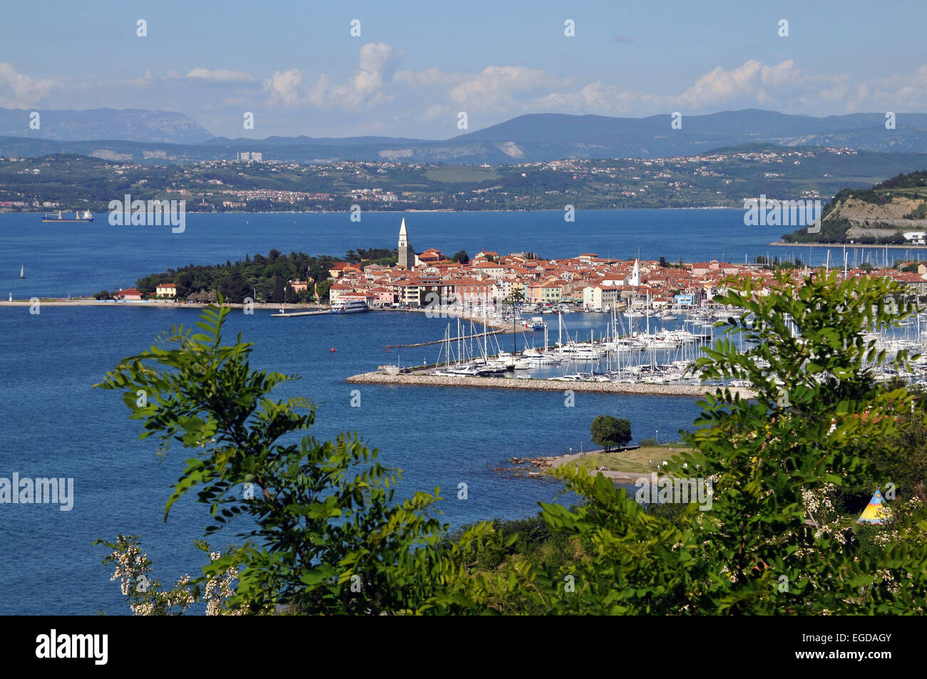 View towards Izola, bay of Triest, Slovenia Stock Photo