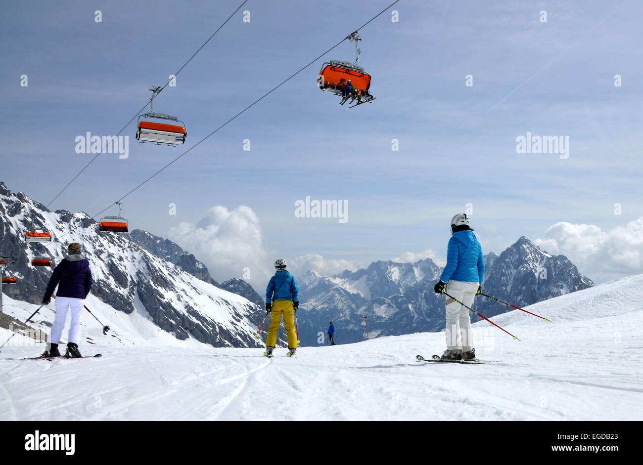 Skiing Under The Zugspitze Mountain Garmisch Partenkirchen Bavaria skiing-under-the-zugspitze-mountain-garmisch-partenkirchen-bavaria