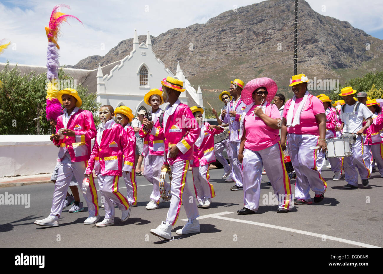 Colourful marching band in Franschhoek Western Cape South Africa Stock Photo