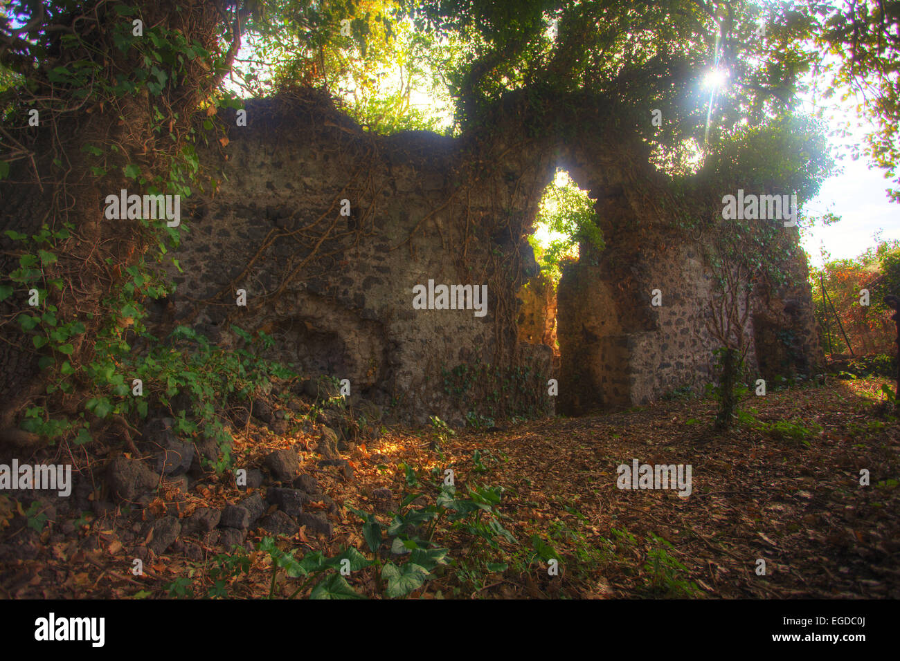 Dagala del Re ruins byzantine medieval church, Santa Venerina Stock