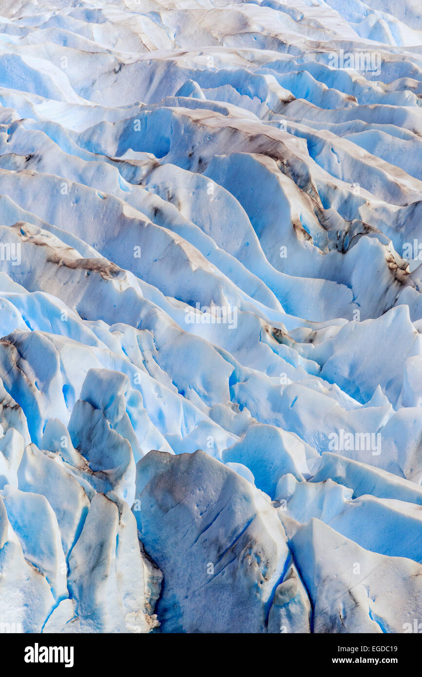 Chile, Patagonia, Torres del Paine National Park (UNESCO Site), detail of Glacier Grey with Ice Climbers Stock Photo