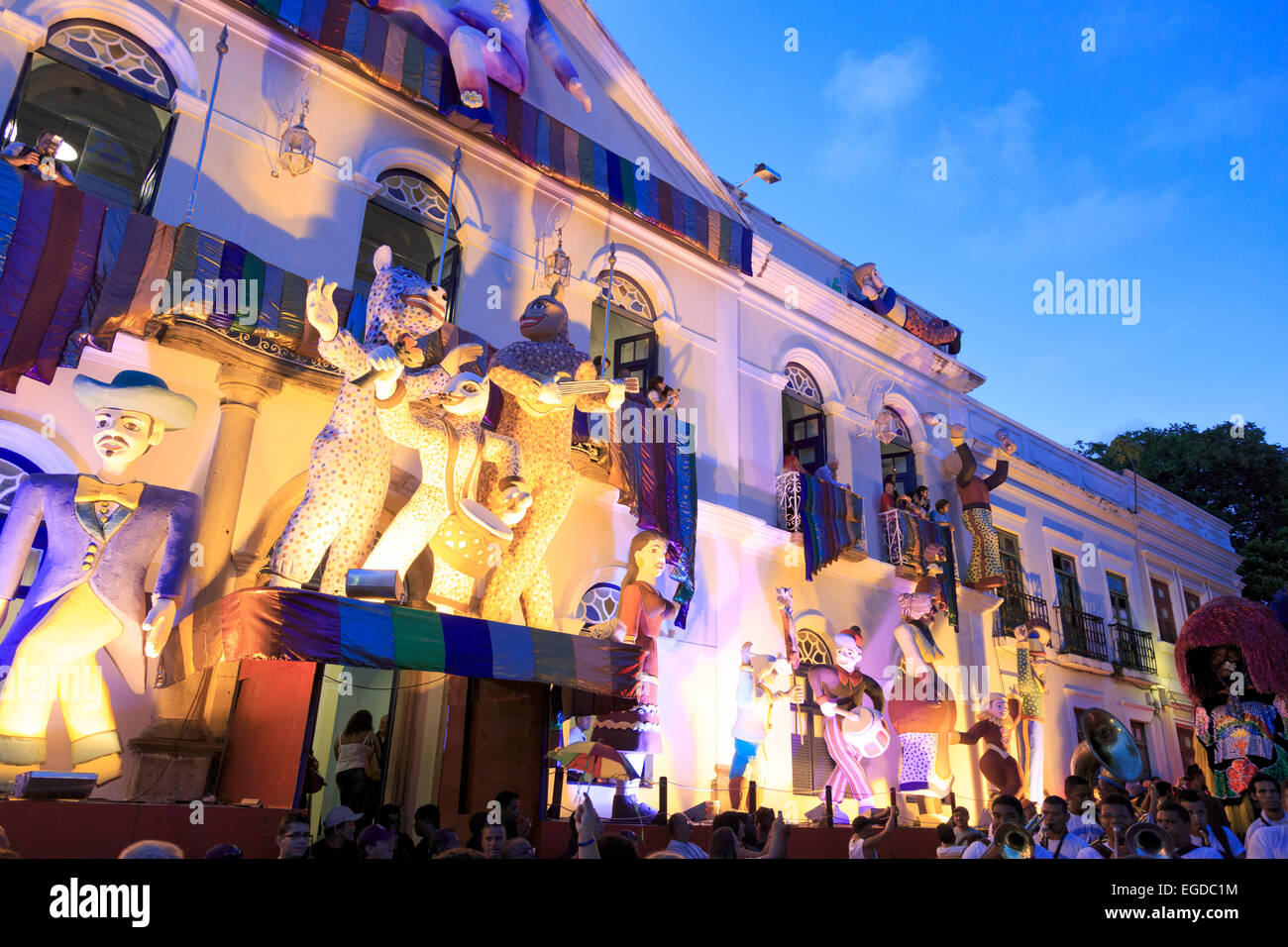 Brasil, Pernambuco, Olinda Old Town (UNESCO Site), Giant Puppets during Carnaval celebration Stock Photo