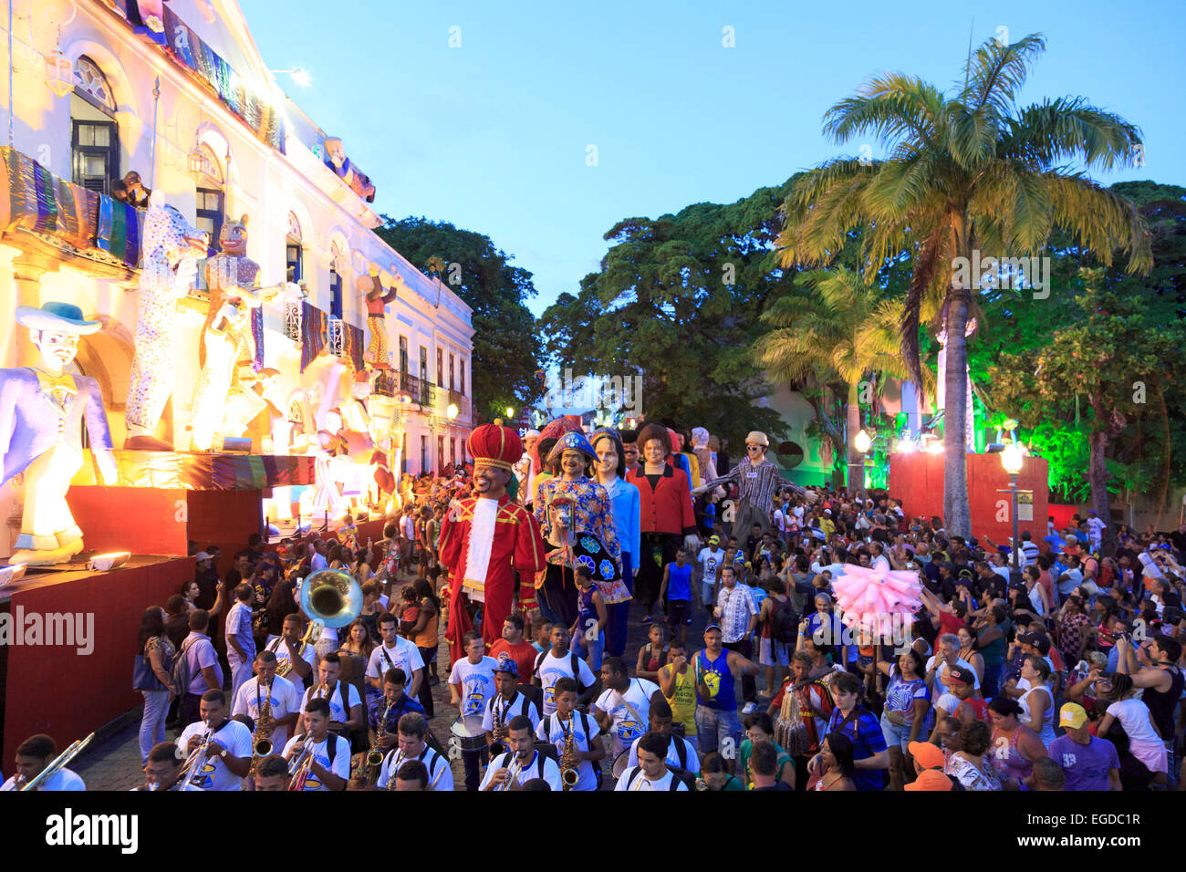 Brasil, Pernambuco, Olinda Old Town (UNESCO Site), Giant Puppets during Carnaval celebration Stock Photo