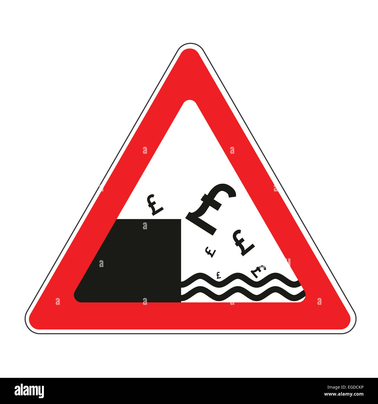 Illustration of road sign with British pound currency decline concept Stock Photo