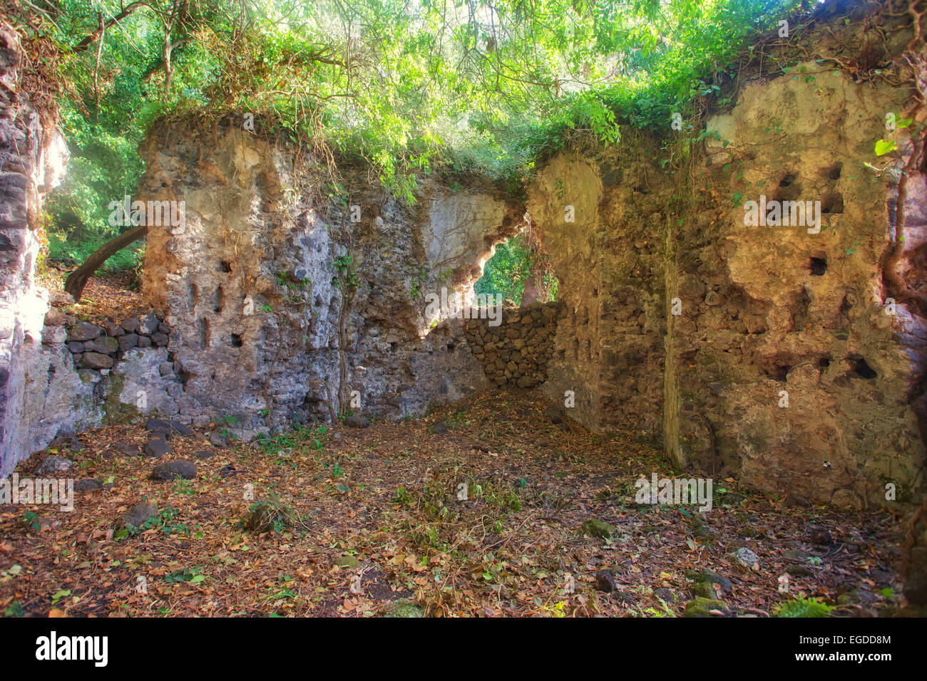 Dagala del Re ruins byzantine medieval church, Santa Venerina Stock