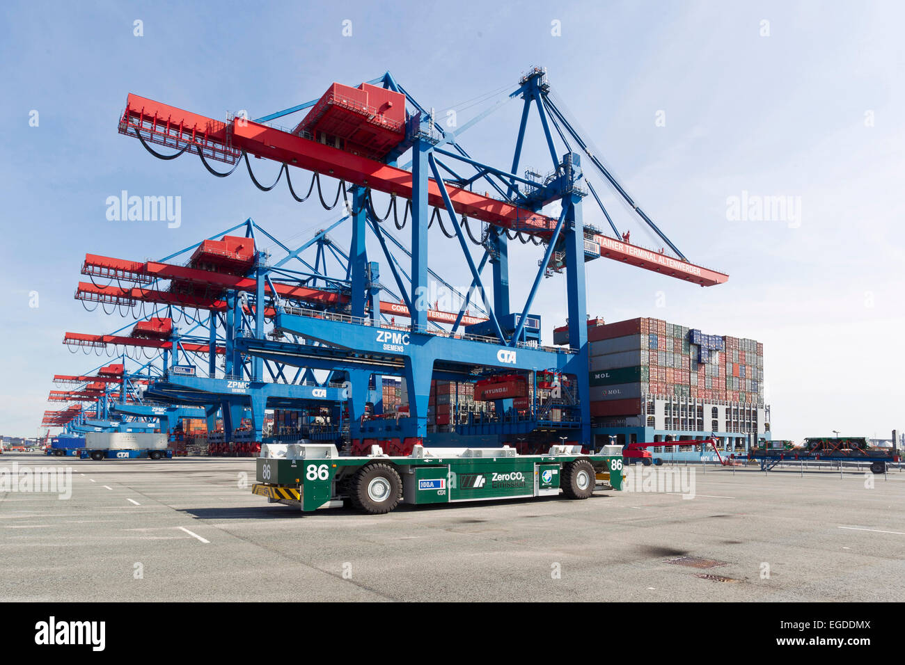 Automated Guided Vehicles, AGV at the Container Terminal Altenwerder in Hamburg, Germany Stock Photo