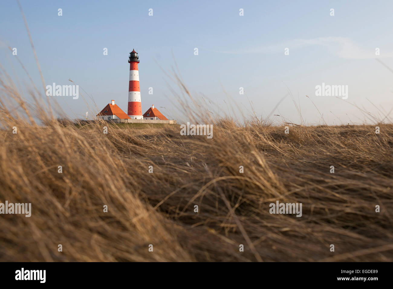 Lighthouse Westerhever, Hamburg, Germany Stock Photo