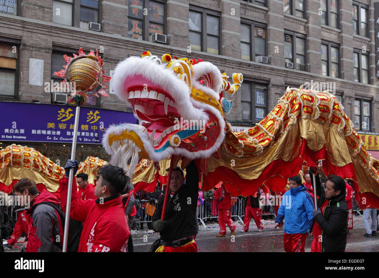 Chinese dragon dancers celebrate the Lunar New Year in Chinatown New