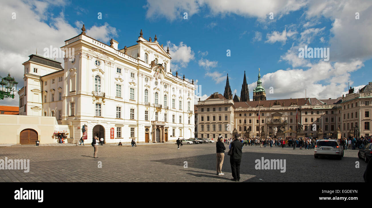 Archbishops Palace and Prague Castle, Prague, Czech Republic, Europe Stock Photo