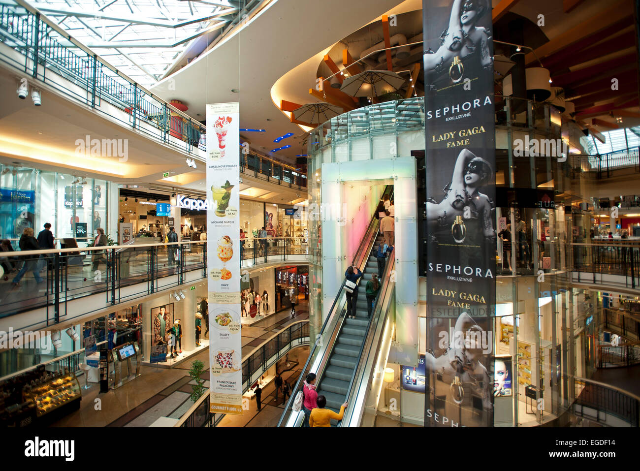 Modern shopping mall in the centre of Prague, Prague, Czech Republic, Europe Stock Photo