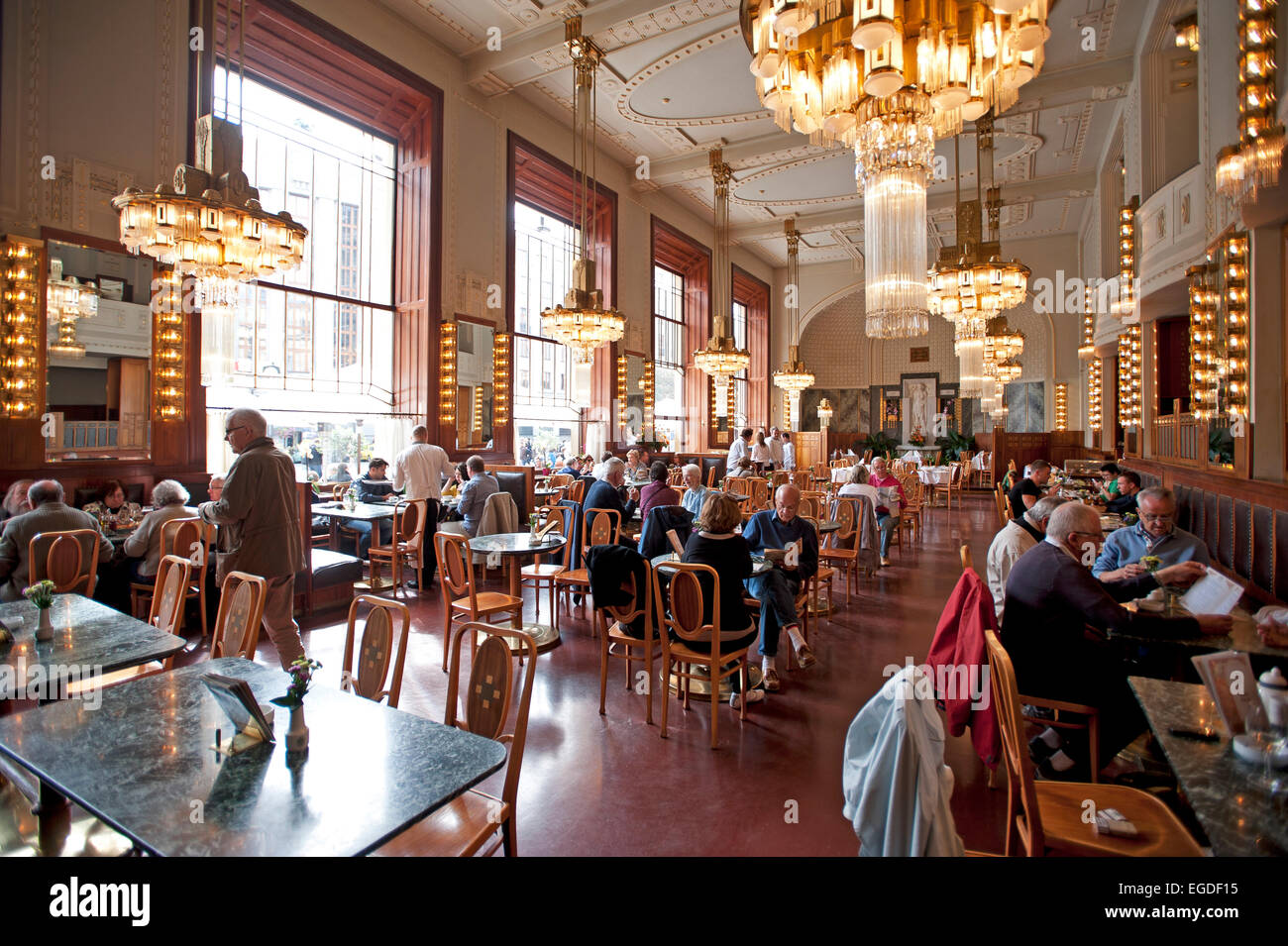 Art Nouveau Cafe in the old city of Prague, Prague, Czech Republic, Europe Stock Photo
