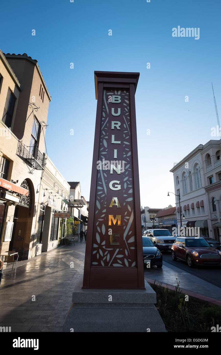 Burlingame Avenue Street sign in Burlingame California Stock Photo Alamy