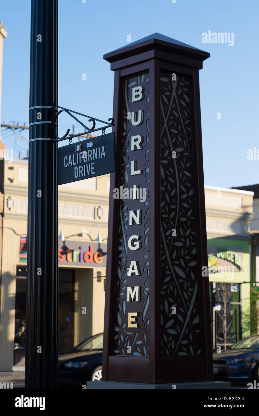 Burlingame Avenue Street sign in Burlingame California. Corner of