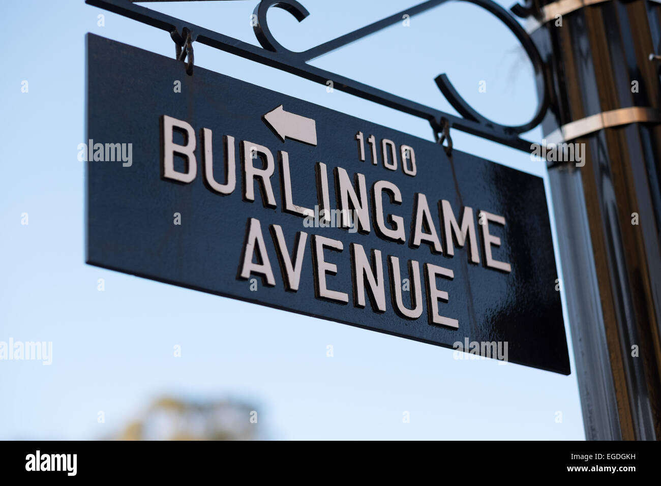 Burlingame Avenue Street sign in Burlingame California Stock Photo Alamy