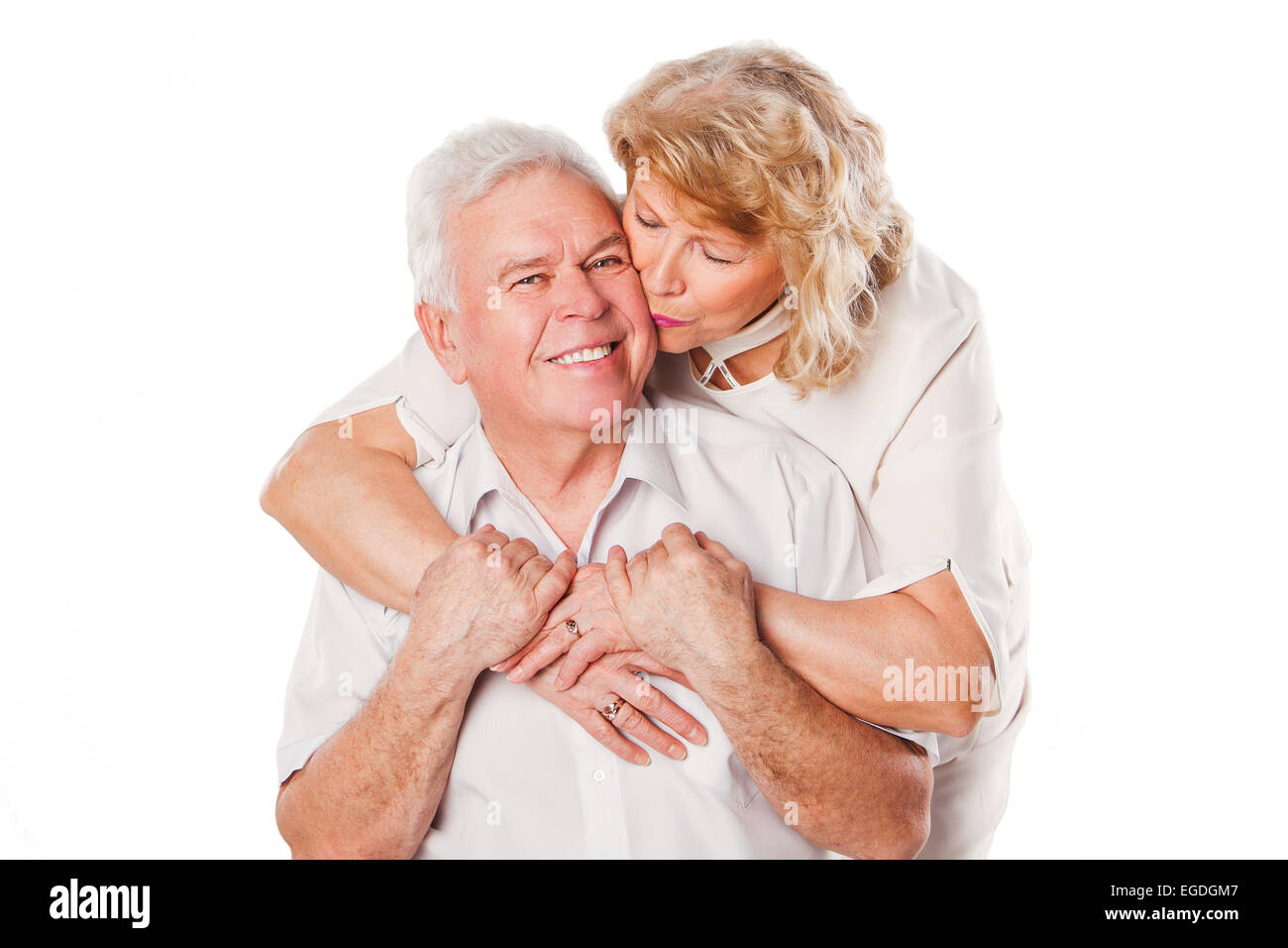 Senior couple portrait. Isolated on white background Stock Photo - Alamy
