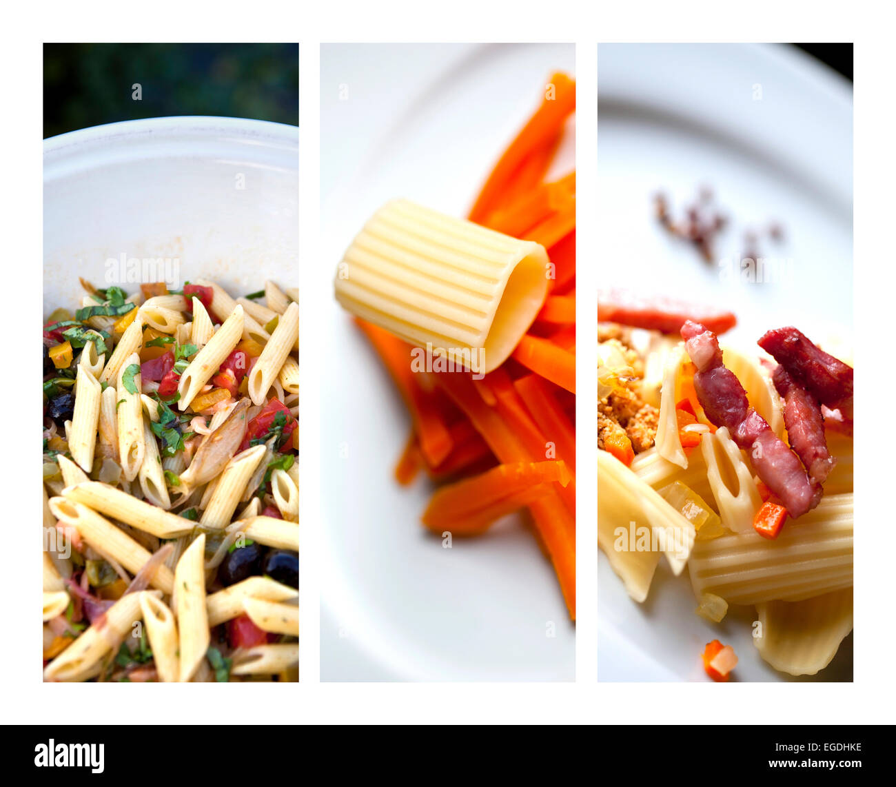Pasta dishes on a collage Stock Photo
