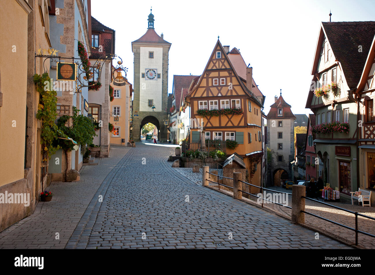 The historic city centre, Rothenburg ob der Tauber, Middle Franconia, Franconia, Bavaria, Germany Stock Photo