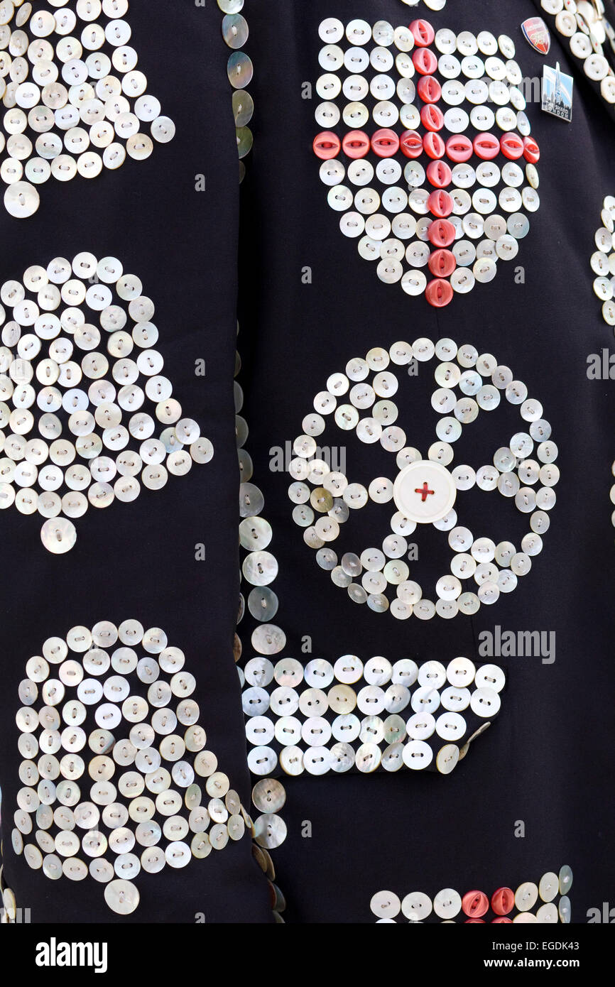Pearly Kings and Queens known as pearlies at the New years Day Parade London 2014 Stock Photo