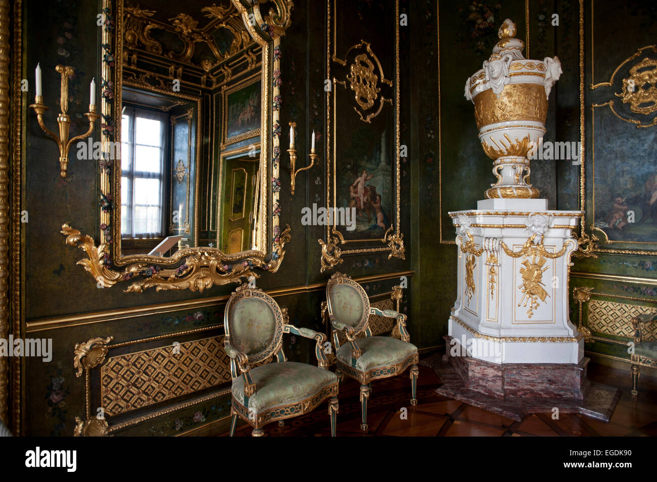 one of the many rooms in the Wuerzburg Residence, Wuerzburg, Franconia, Bavaria, Germany Stock Photo