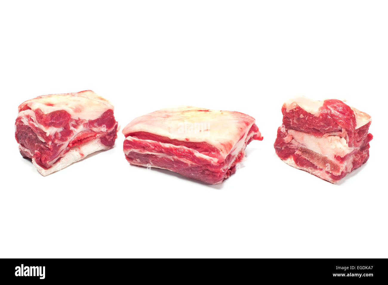 Raw beef ribs on white background Stock Photo