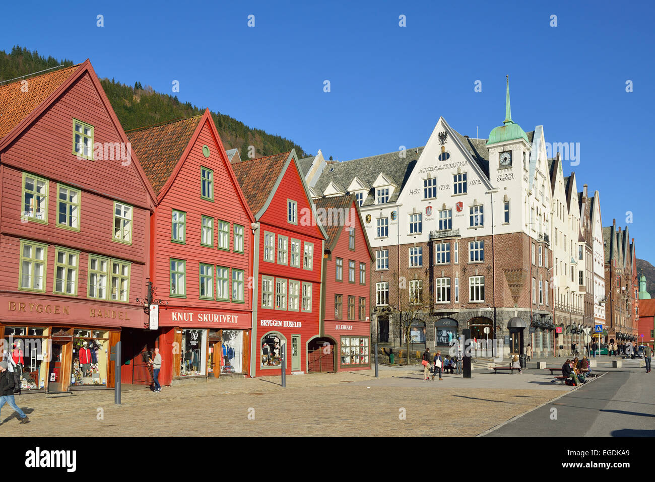 Hanseatic buildings, Bryggen, UNESCO World Heritage Site Bryggen, Bergen, Hordaland, Norway Stock Photo