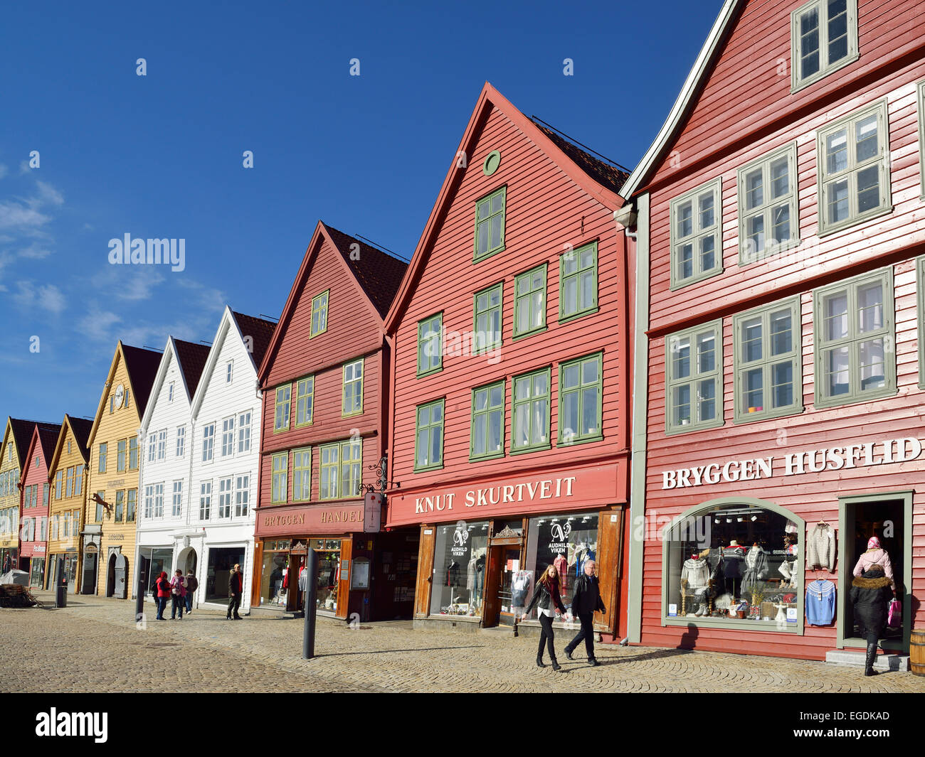 Hanseatic buildings, Bryggen, UNESCO World Heritage Site Bryggen, Bergen, Hordaland, Norway Stock Photo