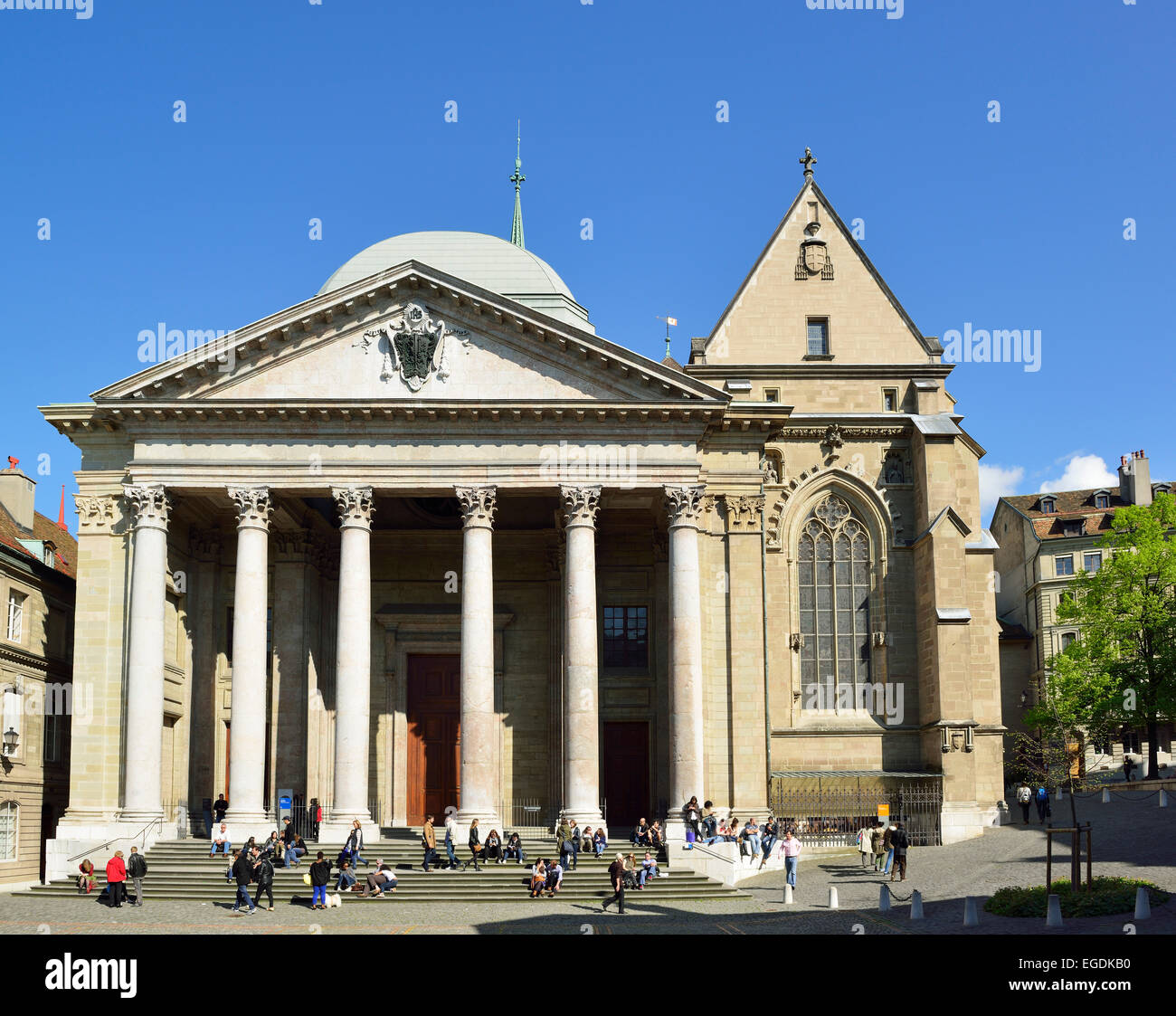 Portal of St. Pierre Cathedral, St. Pierre, Geneva, Switzerland Stock Photo