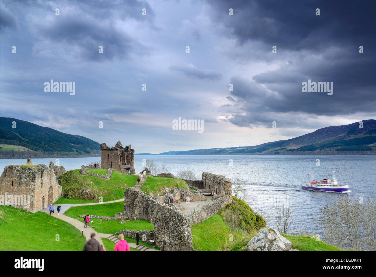 Urquhart Castle with Loch Ness, Scotland, Great Britain, United Kingdom Stock Photo
