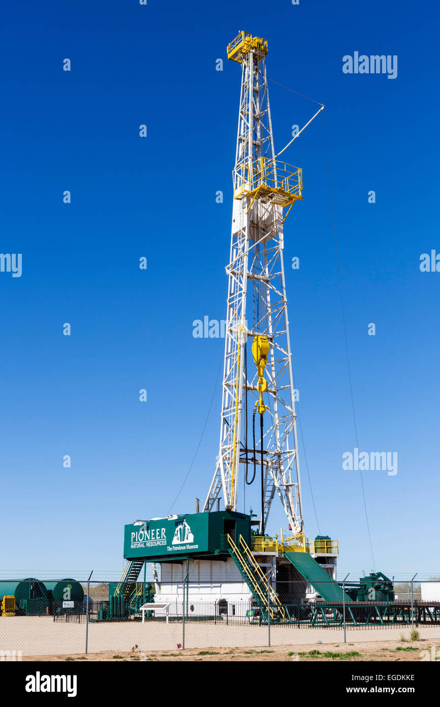 Modern oil drilling rig at the Permian Basin Petroleum Museum, Midland, Texas, USA Stock Photo