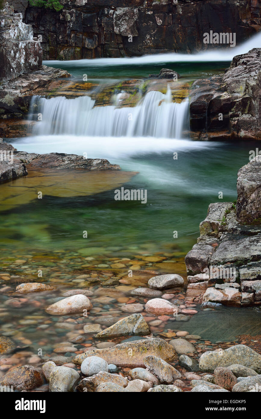 Waterfall at Glen Etive, Glen Etive, Highland, Scotland, Great Britain, United Kingdom Stock Photo