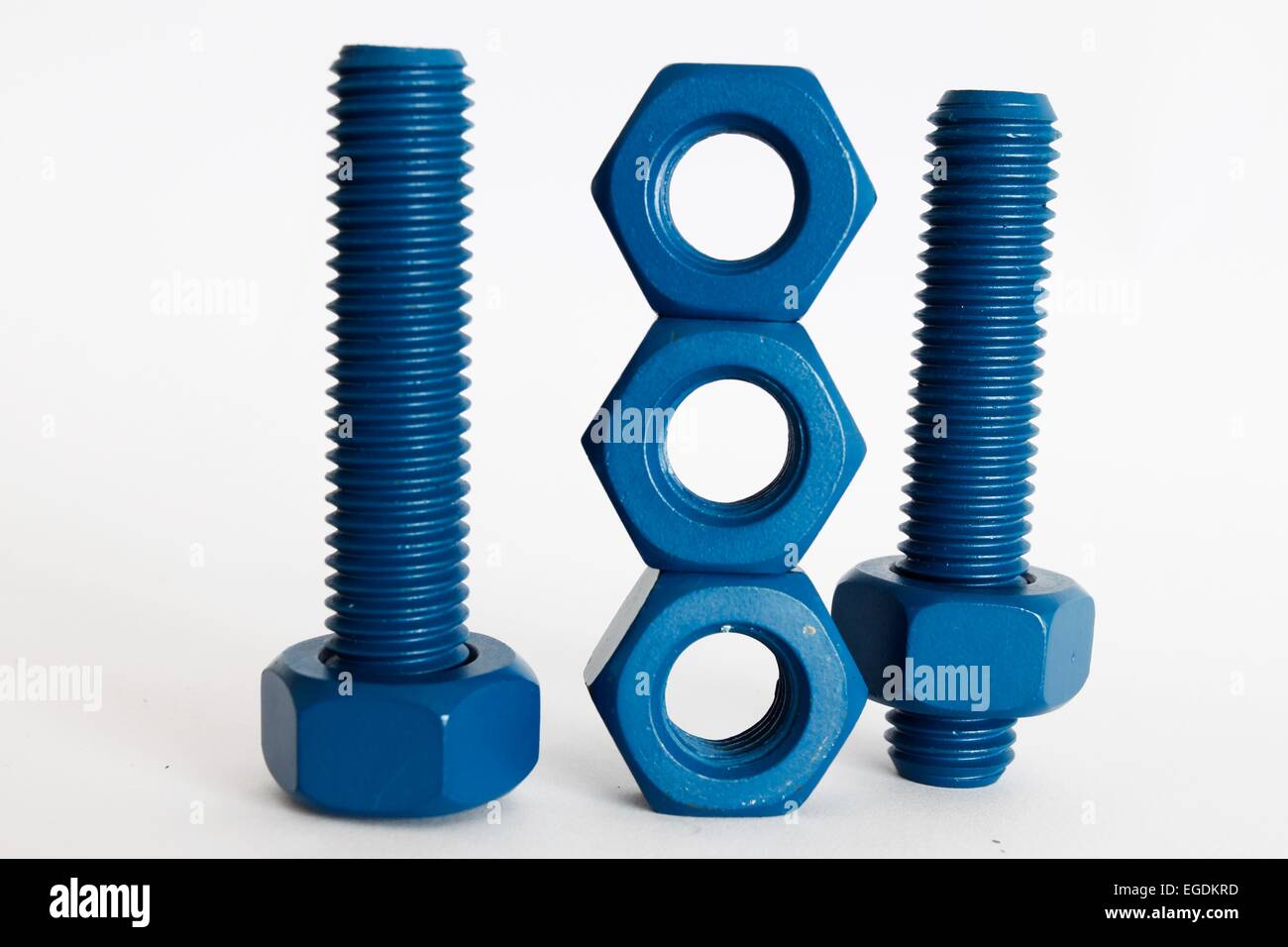 Xylan bolt and nut in blue coated with PTFE Stock Photo Alamy