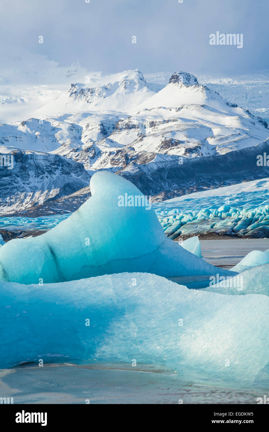 Jokulsarlon iceberg lagoon and mountains Iceland Europe Stock Photo