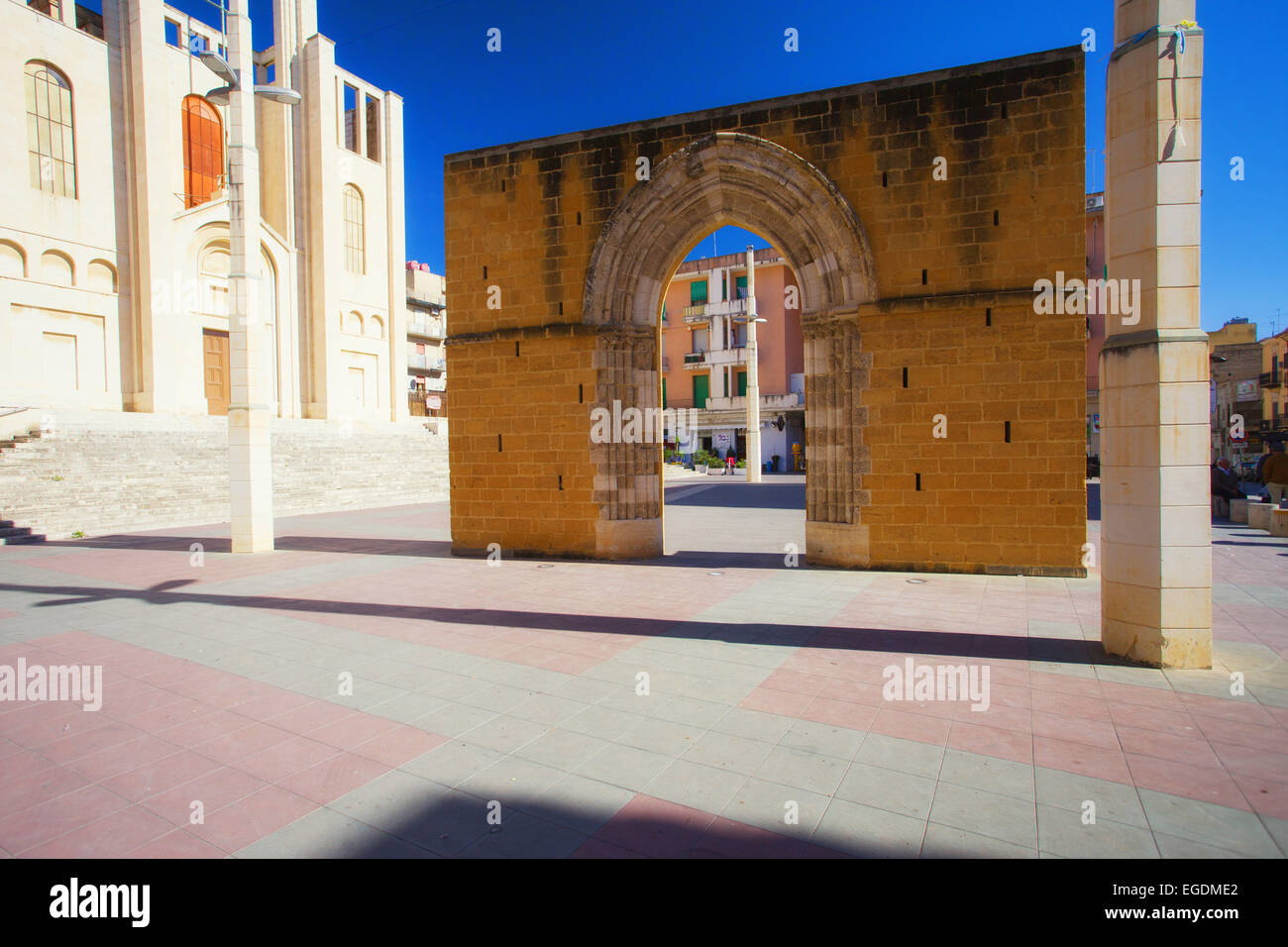 Ruins of San medieval church in Gela city, Sicily Stock Photo