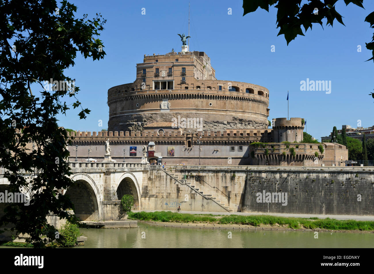 The old circular Tower of the historic Castel Sant's Angelo Museum ...